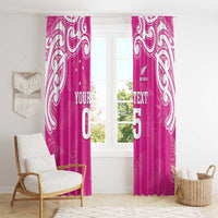 New Zealand Fern Women Rugby Custom Window Curtain Pink Maori Pattern