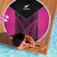 New Zealand Fern Rugby Beach Blanket Pink Maori Pattern