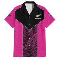 New Zealand Fern Rugby Custom Hawaiian Shirt Pink Maori Pattern