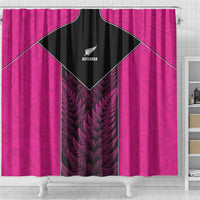 New Zealand Fern Rugby Shower Curtain Pink Maori Pattern