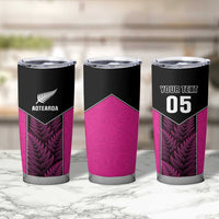 New Zealand Fern Rugby Custom Tumbler Cup Pink Maori Pattern