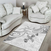 Brain Cancer Awareness Area Rug Ribbon Polynesian Pattern