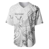 Personalised Brain Cancer Awareness Baseball Jersey Ribbon Polynesian Pattern