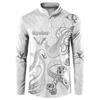 Personalised Brain Cancer Awareness Button Sweatshirt Ribbon Polynesian Pattern