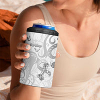 Personalised Brain Cancer Awareness 4 in 1 Can Cooler Tumbler Ribbon Polynesian Pattern