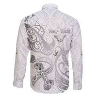 Personalised Brain Cancer Awareness Family Matching Off The Shoulder Long Sleeve Dress and Hawaiian Shirt Ribbon Polynesian Pattern