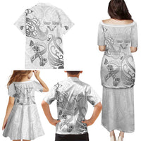 Personalised Brain Cancer Awareness Family Matching Puletasi and Hawaiian Shirt Ribbon Polynesian Pattern