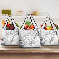 Brain Cancer Awareness Grocery Bag Ribbon Polynesian Pattern LT05 3-pack One Size White - Polynesian Pride