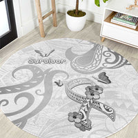 Brain Cancer Awareness Round Carpet Ribbon Polynesian Pattern