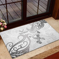 Brain Cancer Awareness Rubber Doormat Ribbon Polynesian Pattern