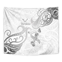 Brain Cancer Awareness Tapestry Ribbon Polynesian Pattern