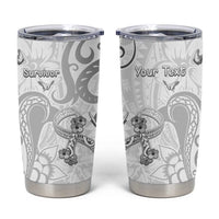 Personalised Brain Cancer Awareness Tumbler Cup Ribbon Polynesian Pattern