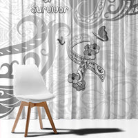 Brain Cancer Awareness Window Curtain Ribbon Polynesian Pattern