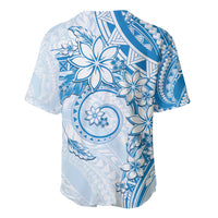 Polynesian Pattern With Plumeria Flowers Baseball Jersey Blue