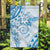 Polynesian Pattern With Plumeria Flowers Garden Flag Blue