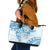 Polynesian Pattern With Plumeria Flowers Leather Tote Bag Blue