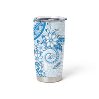 Blue Polynesian Pattern With Plumeria Flowers Tumbler Cup LT05 - Polynesian Pride