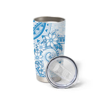 Blue Polynesian Pattern With Plumeria Flowers Tumbler Cup LT05 - Polynesian Pride