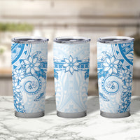 Blue Polynesian Pattern With Plumeria Flowers Tumbler Cup LT05 - Polynesian Pride