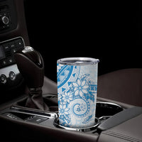 Blue Polynesian Pattern With Plumeria Flowers Tumbler Cup LT05 - Polynesian Pride
