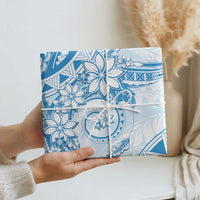 Polynesian Pattern With Plumeria Flowers Wrapping Paper Blue - Polynesian Pride