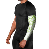 Polynesian Pattern With Plumeria Flowers Arm Sleeves Lime Green LT05 - Polynesian Pride