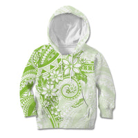 Polynesian Pattern With Plumeria Flowers Kid Hoodie Lime Green
