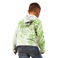 Polynesian Pattern With Plumeria Flowers Kid Hoodie Lime Green