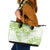 Polynesian Pattern With Plumeria Flowers Leather Tote Bag Lime Green