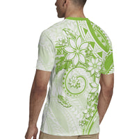 Polynesian Pattern With Plumeria Flowers Rugby Jersey Lime Green