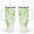 Lime Green Polynesian Pattern With Plumeria Flowers Tumbler With Handle
