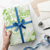 Polynesian Pattern With Plumeria Flowers Wrapping Paper Lime Green - Polynesian Pride