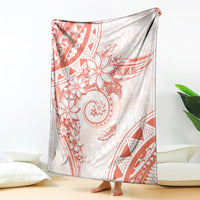 Polynesian Pattern With Plumeria Flowers Blanket Orange Peach