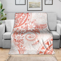 Polynesian Pattern With Plumeria Flowers Blanket Orange Peach