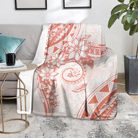 Polynesian Pattern With Plumeria Flowers Blanket Orange Peach