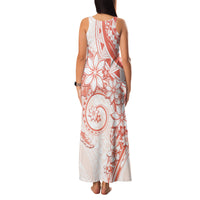 Polynesian Pattern With Plumeria Flowers Family Matching Tank Maxi Dress and Hawaiian Shirt Orange Peach