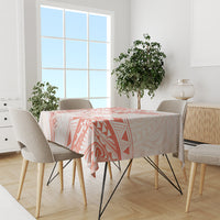 Polynesian Pattern With Plumeria Flowers Tablecloth Orange Peach