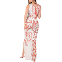 Polynesian Pattern With Plumeria Flowers Tank Maxi Dress Orange Peach LT05 - Polynesian Pride