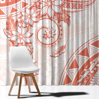 Polynesian Pattern With Plumeria Flowers Window Curtain Orange Peach LT05 - Polynesian Pride