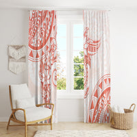 Polynesian Pattern With Plumeria Flowers Window Curtain Orange Peach LT05 - Polynesian Pride