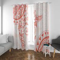Polynesian Pattern With Plumeria Flowers Window Curtain Orange Peach LT05 With Grommets Peach - Polynesian Pride