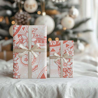 Polynesian Pattern With Plumeria Flowers Wrapping Paper Orange Peach - Polynesian Pride