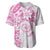 Polynesian Pattern With Plumeria Flowers Baseball Jersey Pink