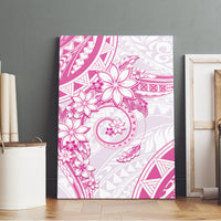 Polynesian Pattern With Plumeria Flowers Canvas Wall Art Pink