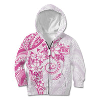 Polynesian Pattern With Plumeria Flowers Kid Hoodie Pink