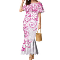 Polynesian Pattern With Plumeria Flowers Mermaid Dress Pink LT05 Women Pink - Polynesian Pride