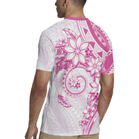 Polynesian Pattern With Plumeria Flowers Rugby Jersey Pink