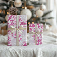 Polynesian Pattern With Plumeria Flowers Wrapping Paper Pink - Polynesian Pride