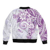 Polynesian Pattern With Plumeria Flowers Bomber Jacket Purple
