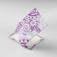 Polynesian Pattern With Plumeria Flowers Canvas Wall Art Purple
